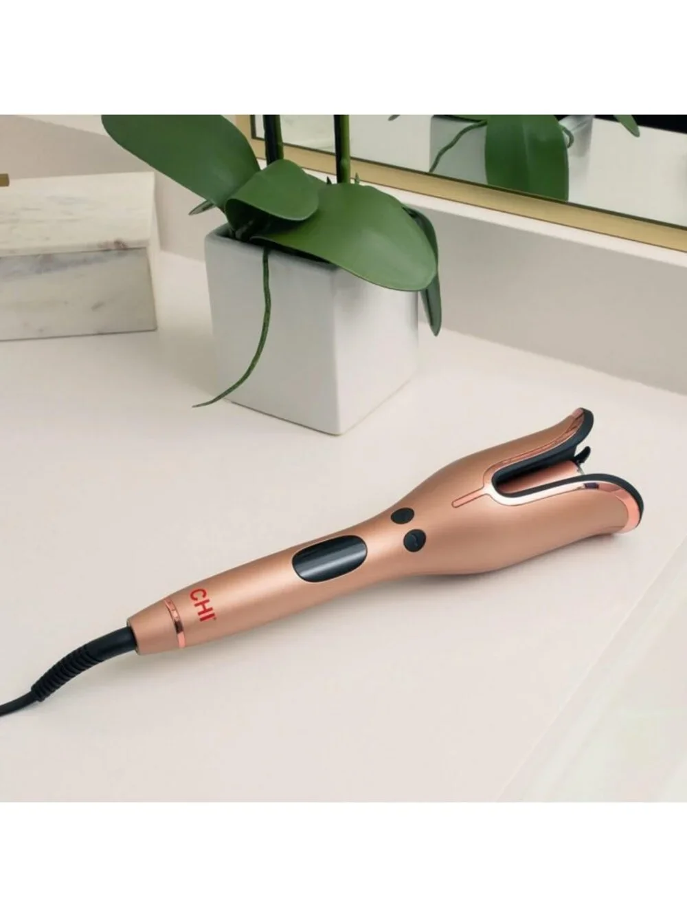 Ceramic Rotating Curling Iron 1″ - Spin & Curl, Rose Gold, Perfect Curls, Easy